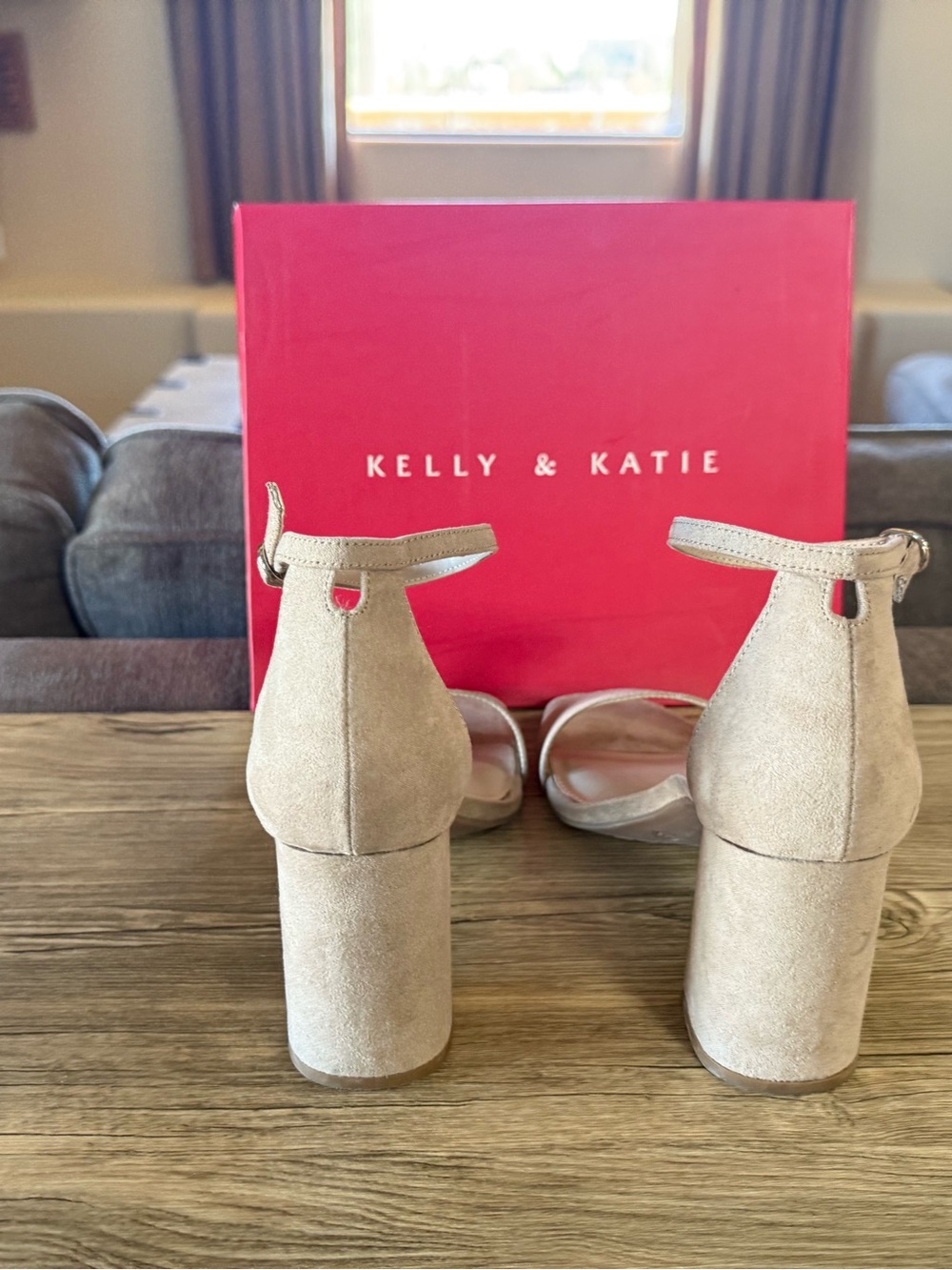 Kelly & Katie Taupe Block Heel Sandals - Picture 3 of 4